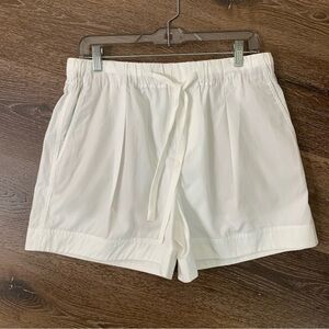 Vince womens white drawstring 100% cotton pleated shorts pockets M